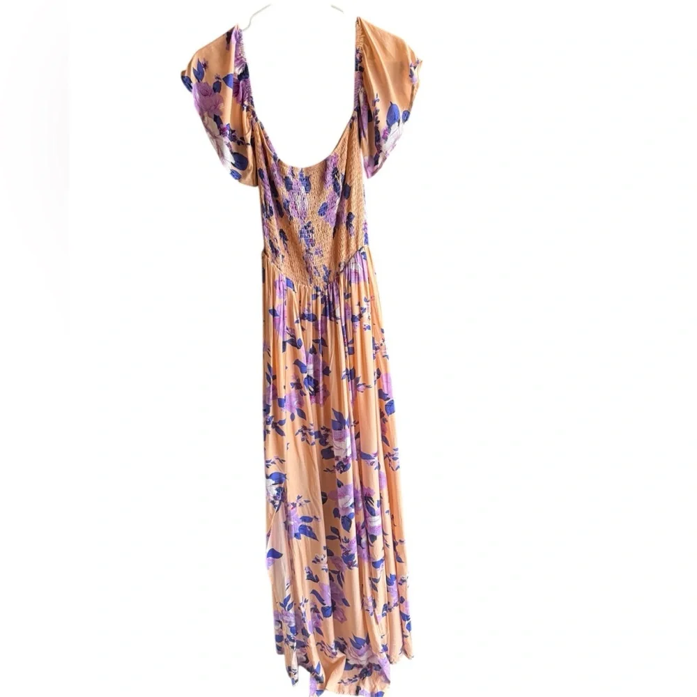 Pink Lily peach floral off-the-shoulder maxi dress Size Medium - Picture 4 of 14